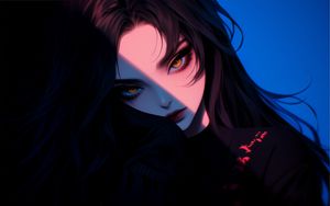 Preview wallpaper girl, look, makeup, dark, anime, art