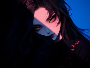 Preview wallpaper girl, look, makeup, dark, anime, art