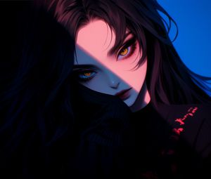 Preview wallpaper girl, look, makeup, dark, anime, art