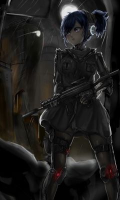 240x400 Wallpaper girl, machine gun, soldier, army, anime