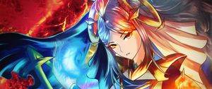 Preview wallpaper girl, magician, fireball, fantasy, anime, art