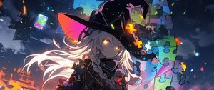 Preview wallpaper girl, magician, hat, puzzle, anime