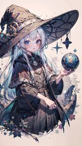Preview wallpaper girl, magician, hat, ball, anime