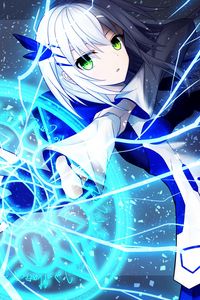 Preview wallpaper girl, magician, magic, attack, anime, art, blue