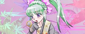 Preview wallpaper girl, magnifier, search, kimono, anime, art