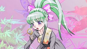 Preview wallpaper girl, magnifier, search, kimono, anime, art