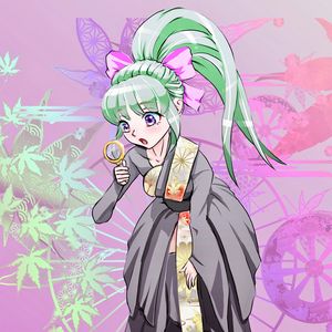 Preview wallpaper girl, magnifier, search, kimono, anime, art