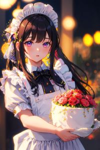 Preview wallpaper girl, maid, anime, flowers