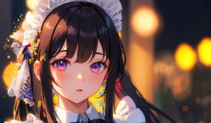 Preview wallpaper girl, maid, anime, flowers