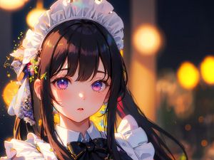 Preview wallpaper girl, maid, anime, flowers