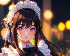 Preview wallpaper girl, maid, anime, flowers