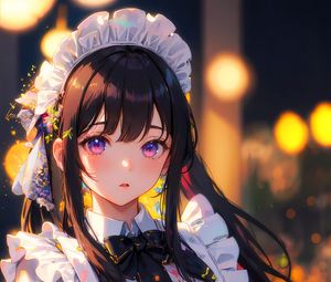 Preview wallpaper girl, maid, anime, flowers