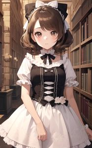 Preview wallpaper girl, maid, books, anime