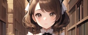 Preview wallpaper girl, maid, books, anime