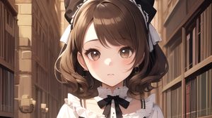Preview wallpaper girl, maid, books, anime