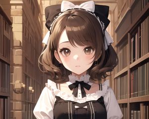 Preview wallpaper girl, maid, books, anime