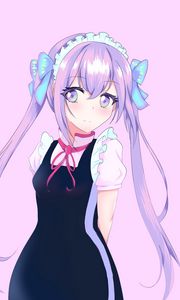 Preview wallpaper girl, maid, bows, anime, art, purple