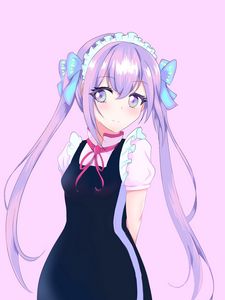 Preview wallpaper girl, maid, bows, anime, art, purple