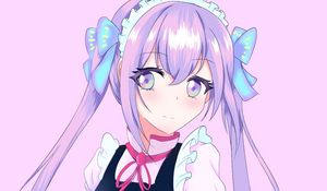 Preview wallpaper girl, maid, bows, anime, art, purple