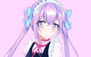 Preview wallpaper girl, maid, bows, anime, art, purple