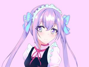 Preview wallpaper girl, maid, bows, anime, art, purple