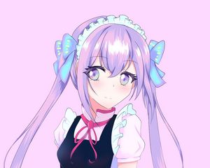 Preview wallpaper girl, maid, bows, anime, art, purple