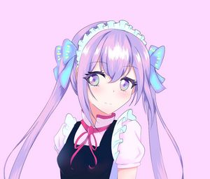 Preview wallpaper girl, maid, bows, anime, art, purple