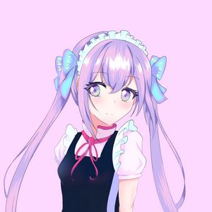 Preview wallpaper girl, maid, bows, anime, art, purple