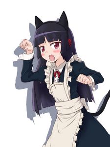 Preview wallpaper girl, maid costume, cat, grace, movement