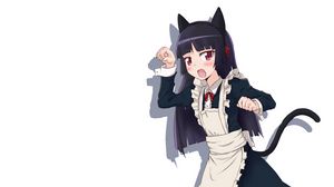 Preview wallpaper girl, maid costume, cat, grace, movement