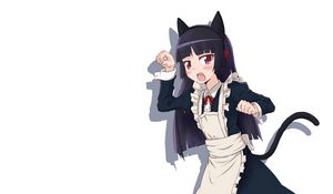 Preview wallpaper girl, maid costume, cat, grace, movement