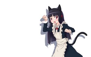 Preview wallpaper girl, maid costume, cat, grace, movement