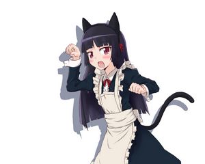 Preview wallpaper girl, maid costume, cat, grace, movement