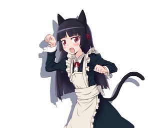 Preview wallpaper girl, maid costume, cat, grace, movement