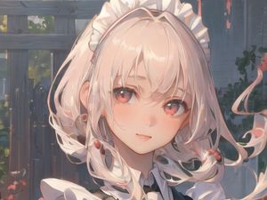 Preview wallpaper girl, maid, flowers, anime