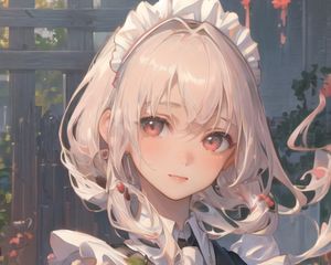 Preview wallpaper girl, maid, flowers, anime