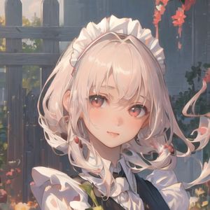 Preview wallpaper girl, maid, flowers, anime