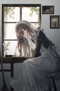 Preview wallpaper girl, maid, glance, anime, art, cartoon