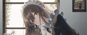 Preview wallpaper girl, maid, glance, anime, art, cartoon