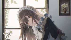 Preview wallpaper girl, maid, glance, anime, art, cartoon