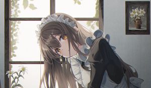 Preview wallpaper girl, maid, glance, anime, art, cartoon