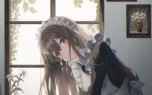 Preview wallpaper girl, maid, glance, anime, art, cartoon
