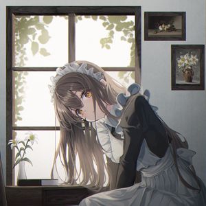 Preview wallpaper girl, maid, glance, anime, art, cartoon