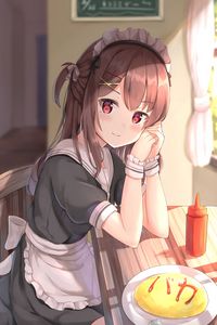 Preview wallpaper girl, maid, glance, anime, art, cute