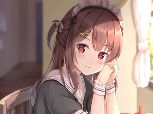 Preview wallpaper girl, maid, glance, anime, art, cute