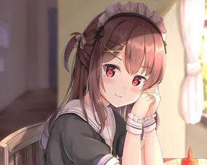 Preview wallpaper girl, maid, glance, anime, art, cute