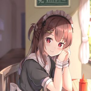 Preview wallpaper girl, maid, glance, anime, art, cute