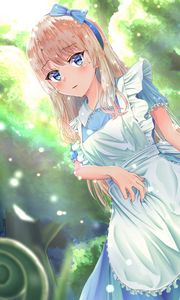 Preview wallpaper girl, maid, glance, garden, anime