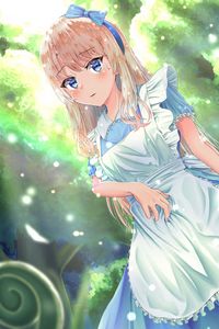 Preview wallpaper girl, maid, glance, garden, anime