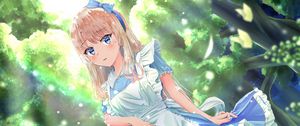 Preview wallpaper girl, maid, glance, garden, anime